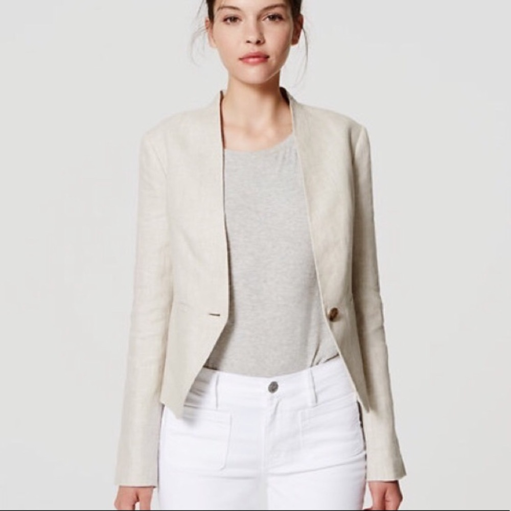 LOFT herringbone linen blazer